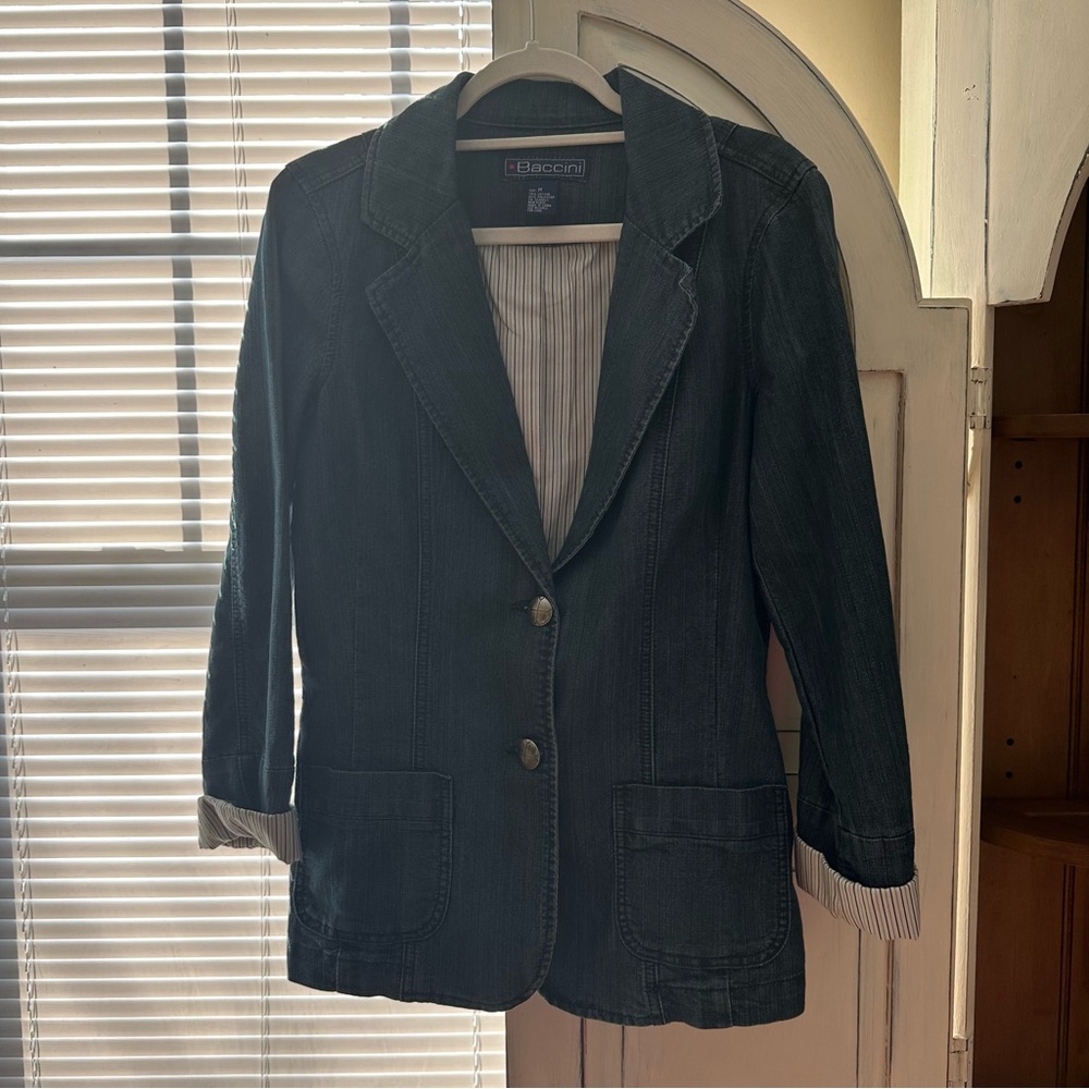 Baccini Women's Black Blazer Jacket Buttons Fall